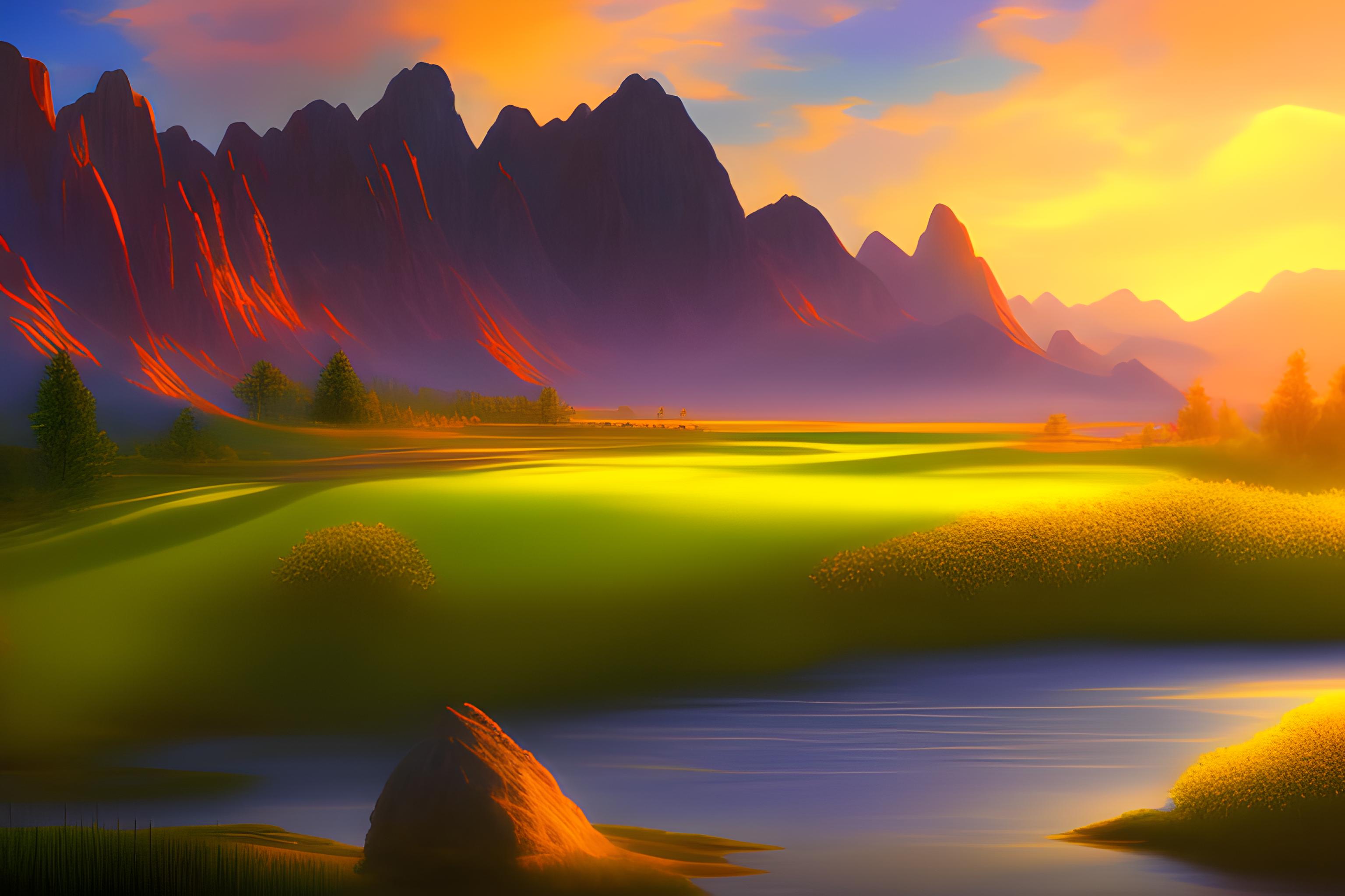 spring mountain, morning, sunrise